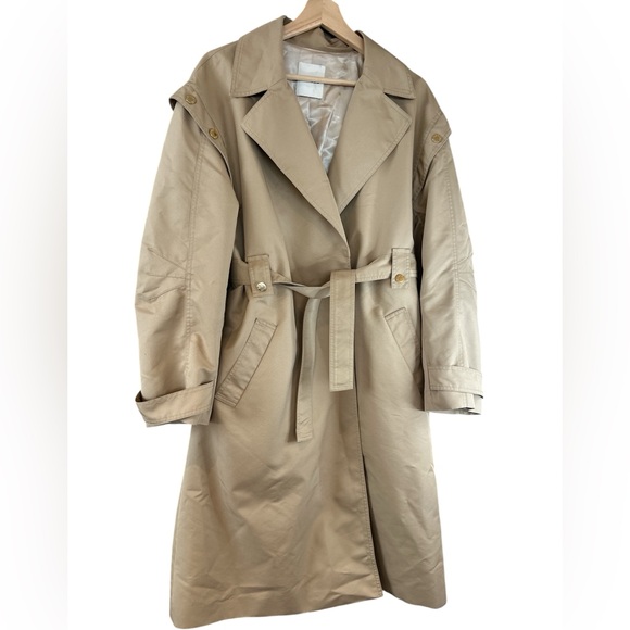 Sandro Button Gabardine Trench Coat in Beige - Picture 6 of 14